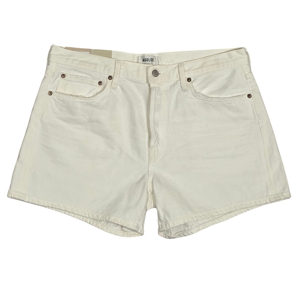 Agolde Cream High-Rise Jean Shorts